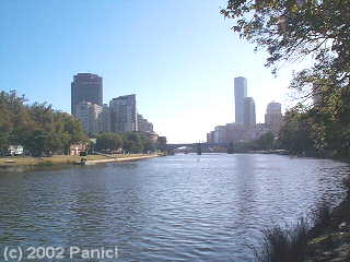Melbourne and the River Yarra from the east side of the city