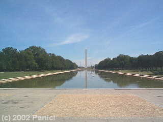 The reflecting pool and the Washington Monument
